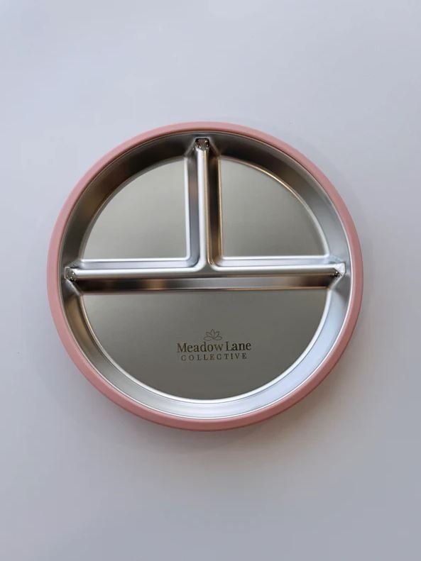 Meadow Lane Collective Stainless Steel + Suction Dinnerset - Pink