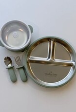 Meadow Lane Collective Stainless Steel + Suction Dinnerset - Green