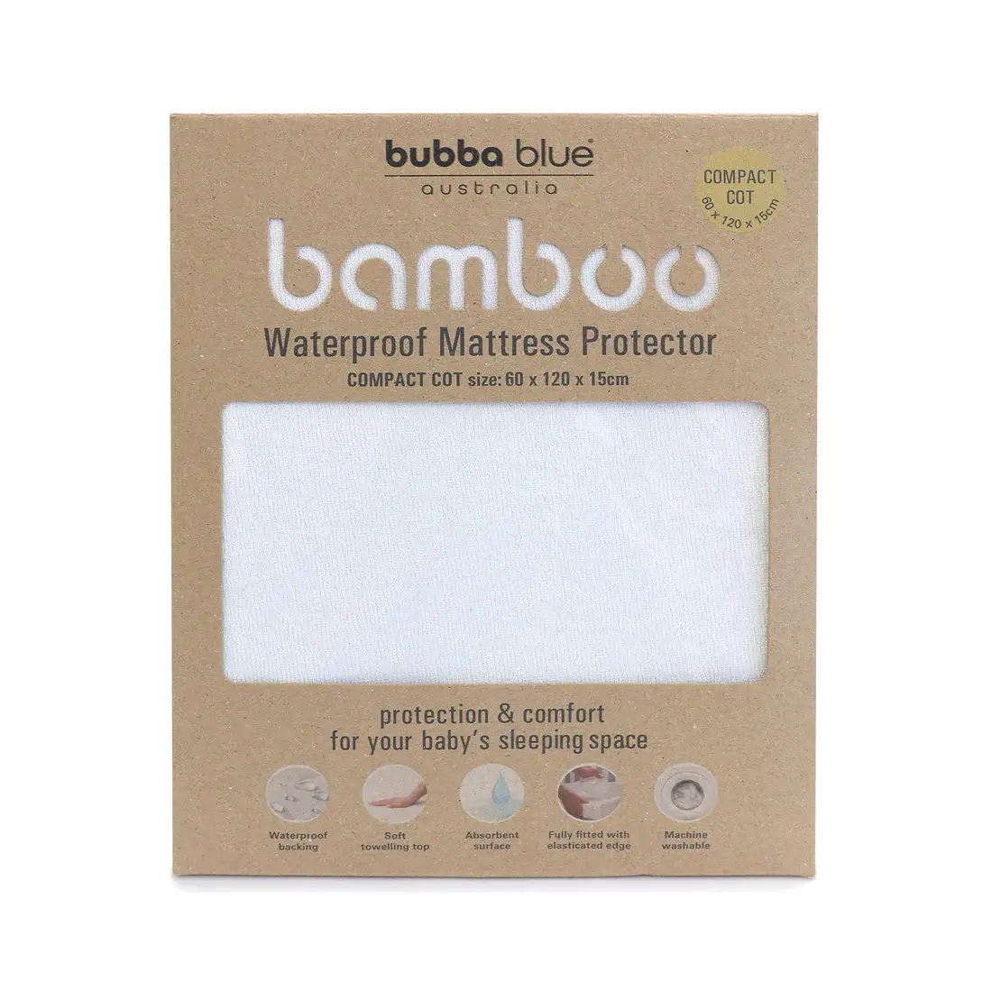 Bubba Blue Bubba Blue Bamboo White Compact Cot Waterproof Mattress Protector