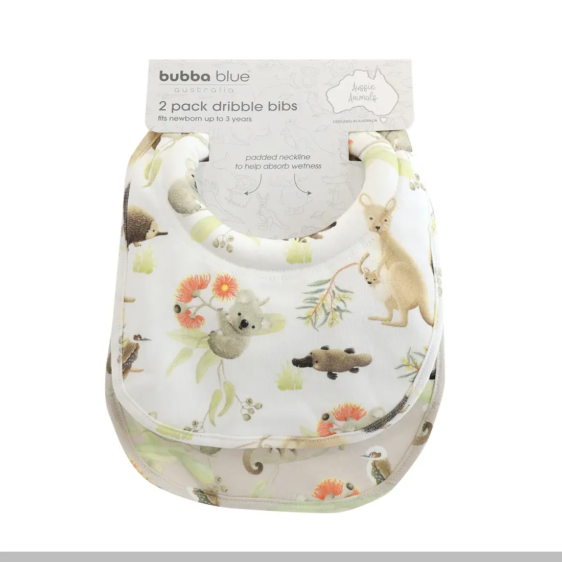 Bubba Blue Bubba Blue Aussie Animals 2pk Dribble Bibs