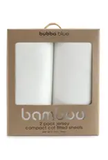 Bubba Blue Bubba Blue Bamboo White 2pk Compact Cot Jersey Fitted Sheets