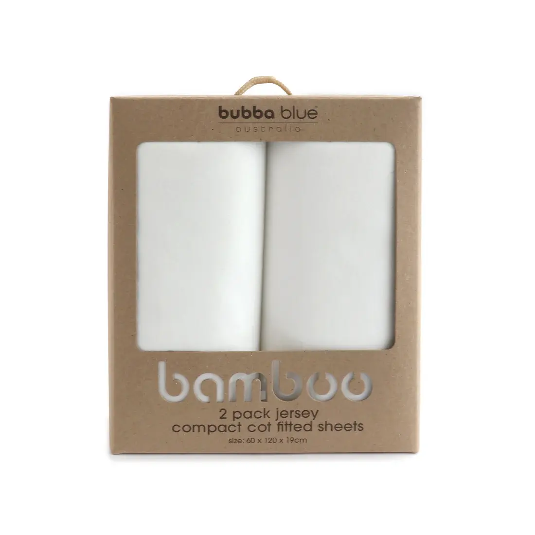 Bubba Blue Bubba Blue Bamboo White 2pk Compact Cot Jersey Fitted Sheets