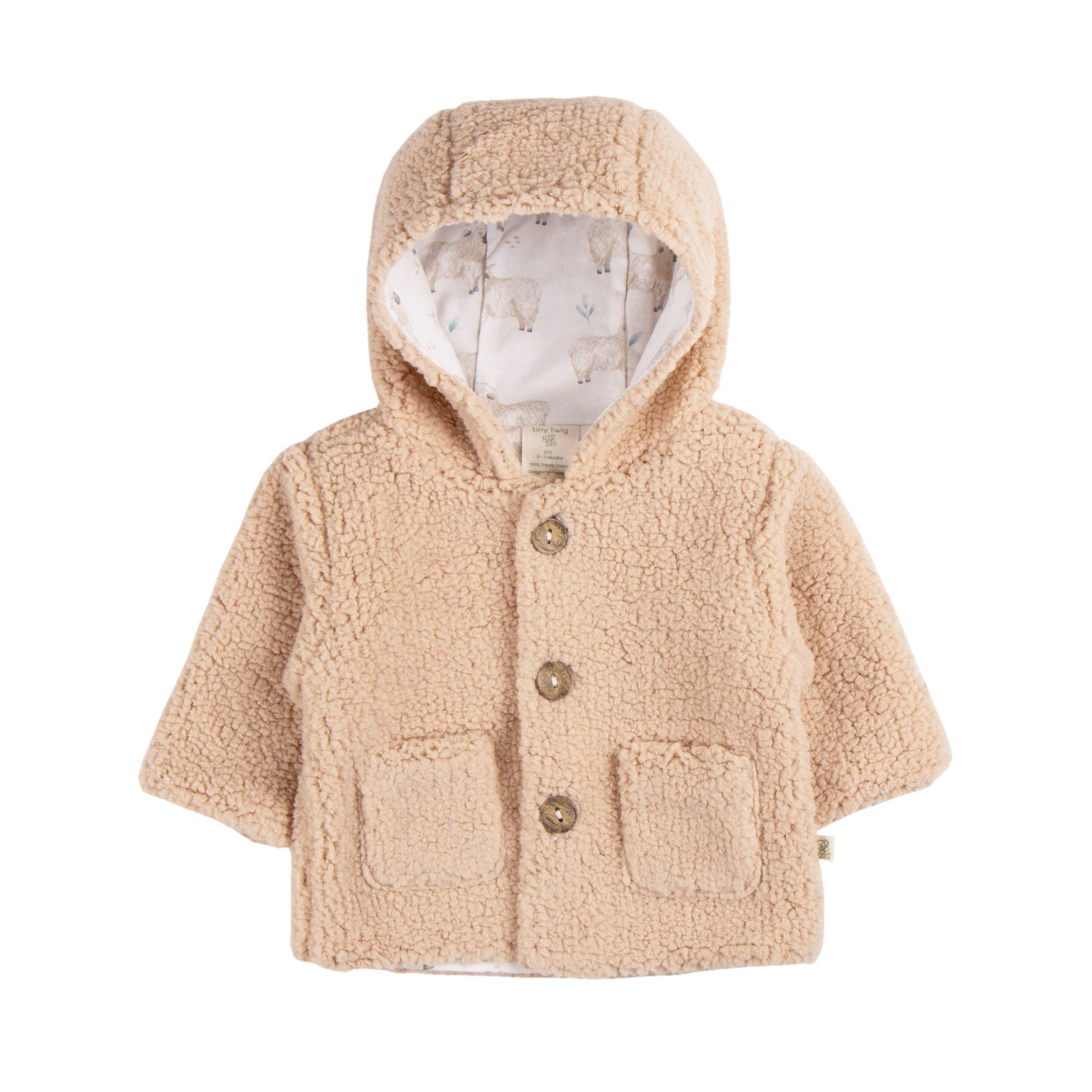 Tiny Twig Tiny Twig Hoodie with Buttons FLW/Jersey Moonlight/Sheep