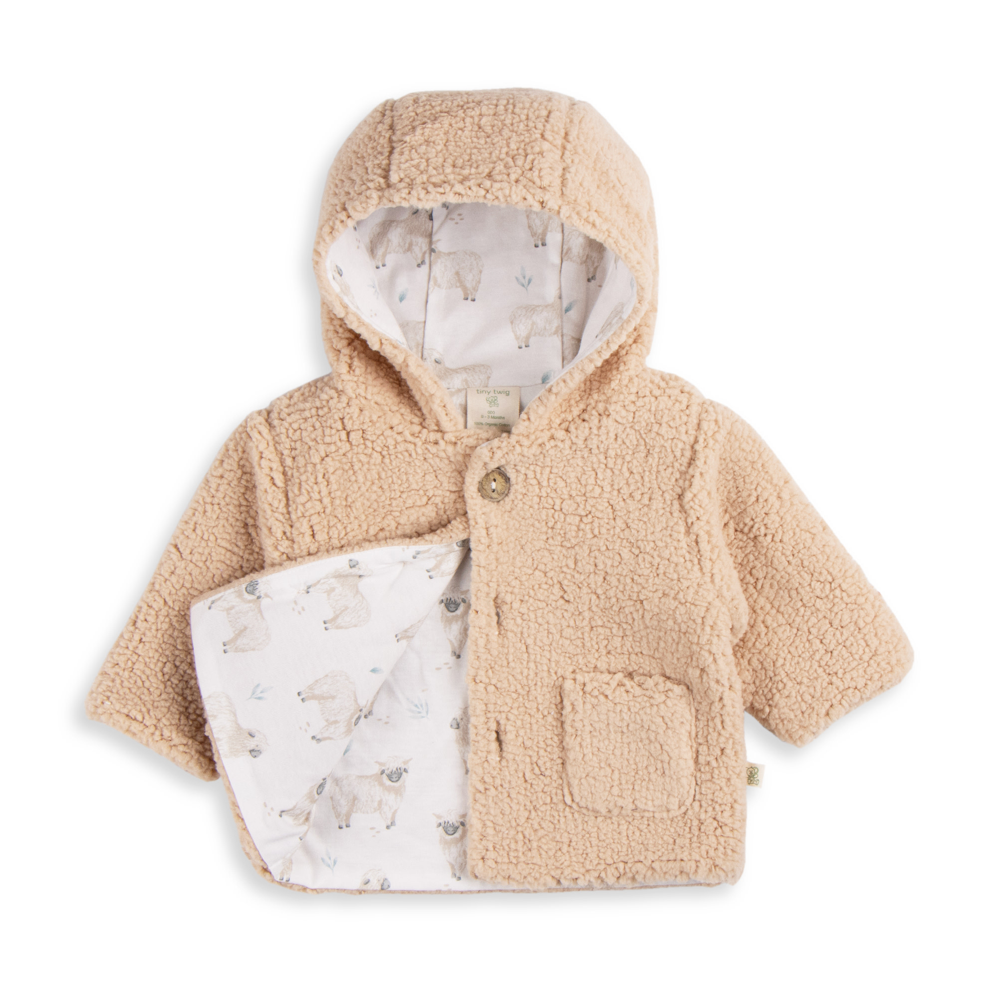 Tiny Twig Tiny Twig Hoodie with Buttons FLW/Jersey Moonlight/Sheep