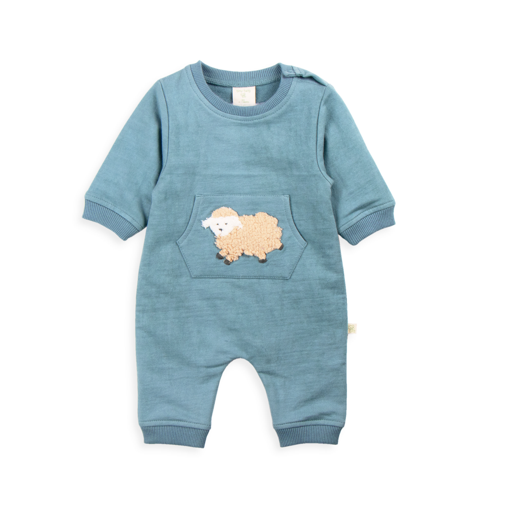 Tiny Twig Tiny Twig Chunky Growsuit French Terry Mineral/Sheep Applique