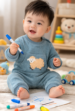 Tiny Twig Tiny Twig Chunky Growsuit French Terry Mineral/Sheep Applique