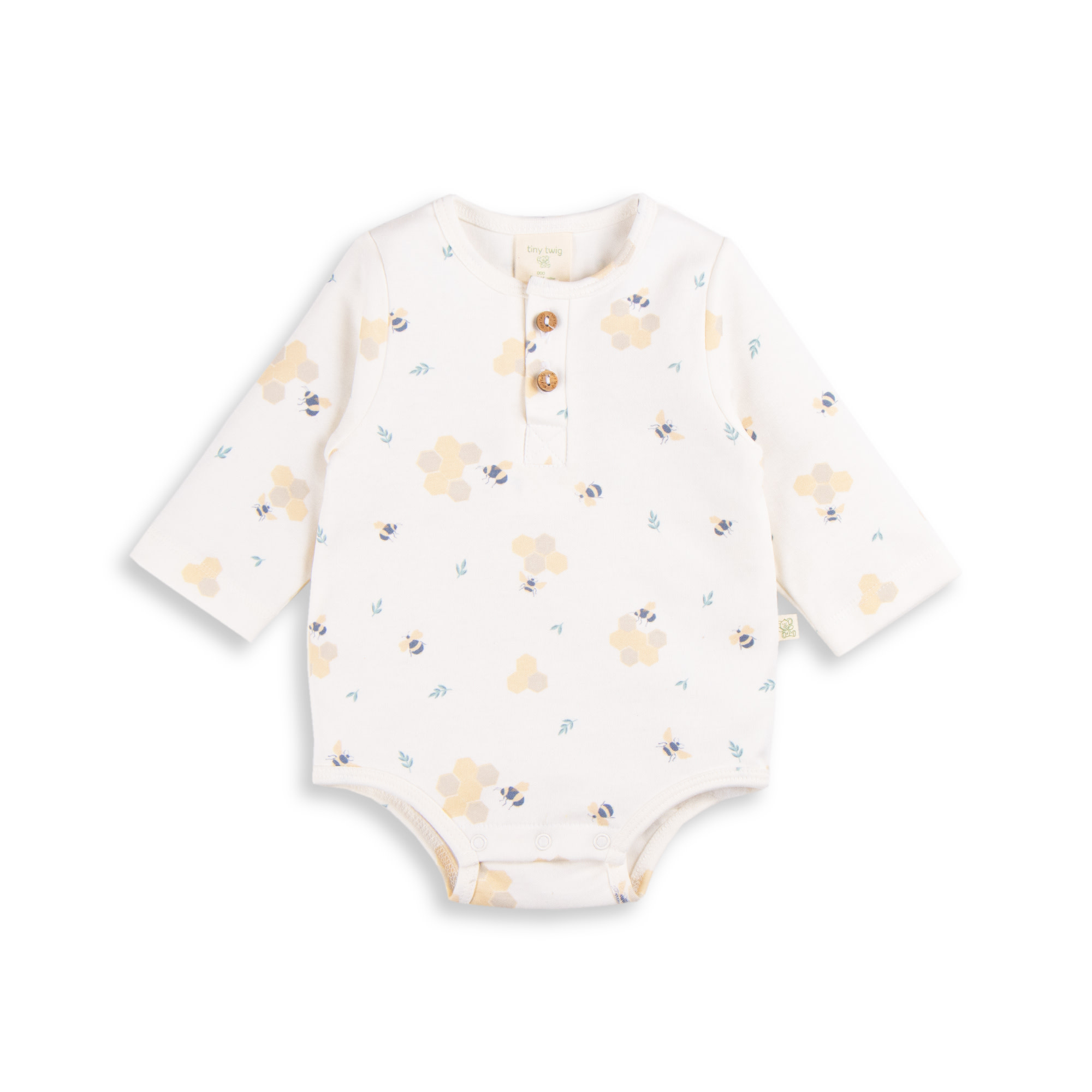 Tiny Twig Tiny Twig Bodysuit Henley L/S Cotton Interlock Making Honey