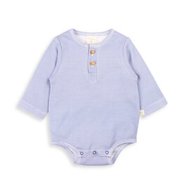 Tiny Twig Tiny Twig Bodysuit Henley L/S Cotton Interlock Indigo Stripes