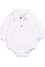 Tiny Twig Tiny Twig Polo Bodysuit Crinkle Muslin Snowwhite