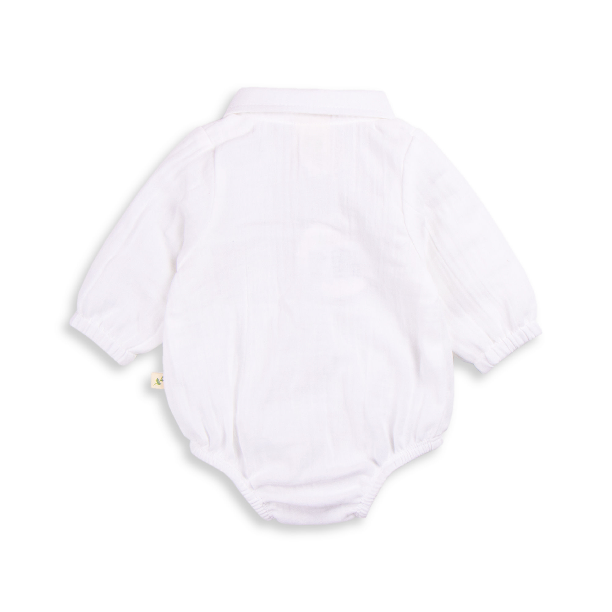 Tiny Twig Tiny Twig Polo Bodysuit Crinkle Muslin Snowwhite