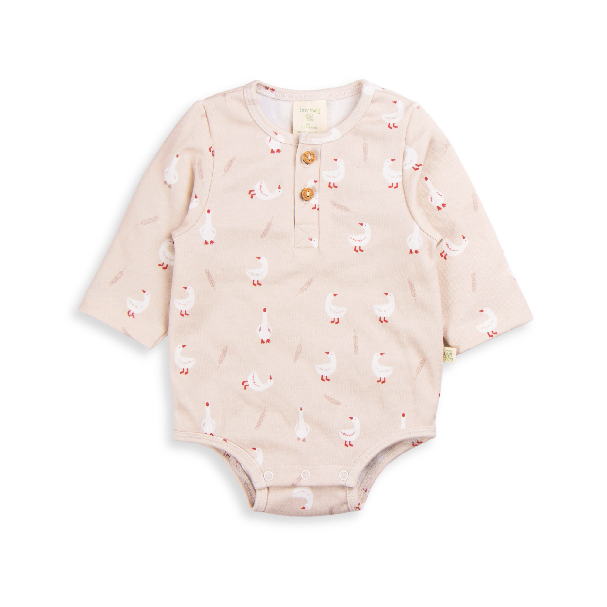 Tiny Twig Tiny Twig Bodysuit Henley L/S Cotton Interlock GGGeese