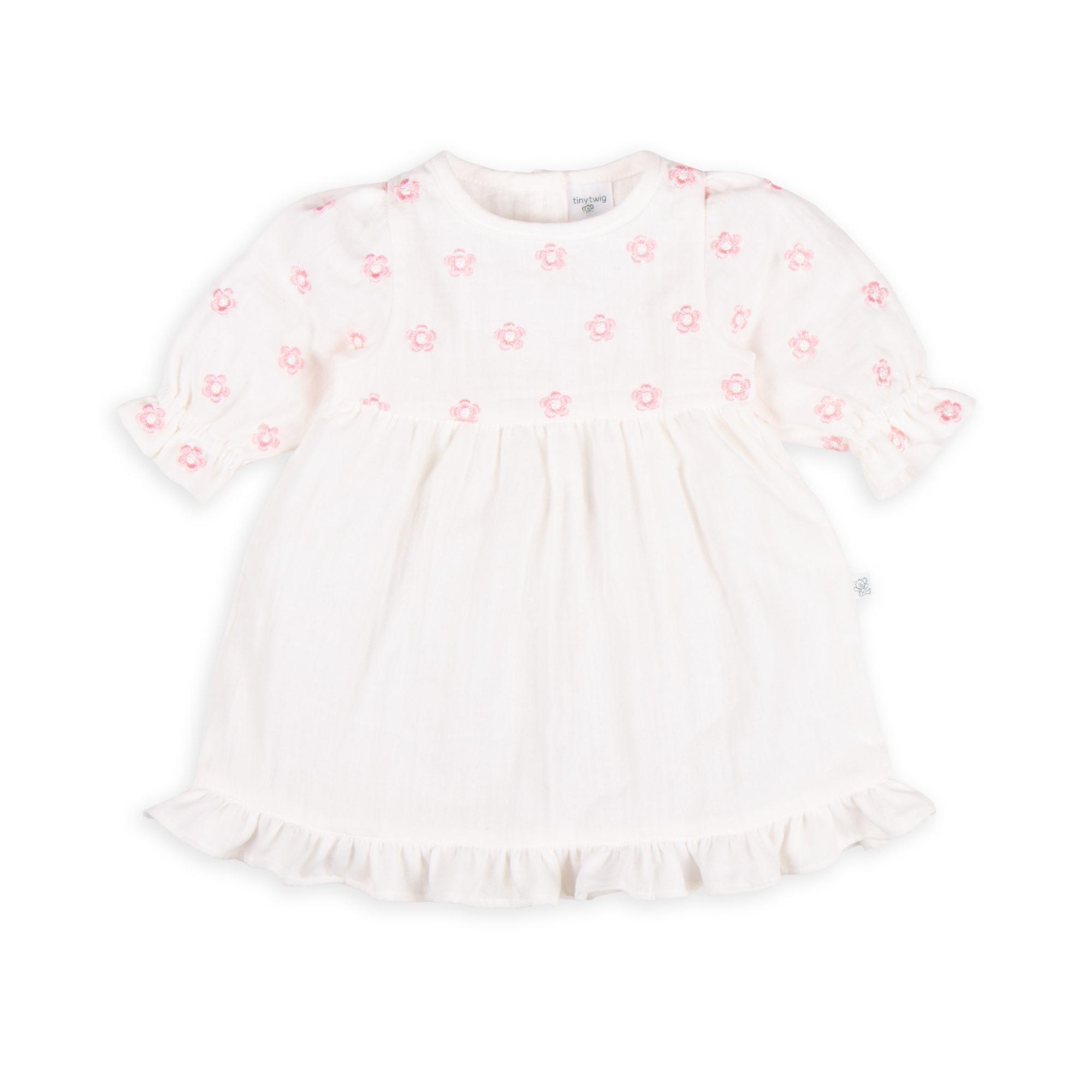 Tiny Twig Tiny Twig Embroidery Dress Crinkle Muslin Snowwhite