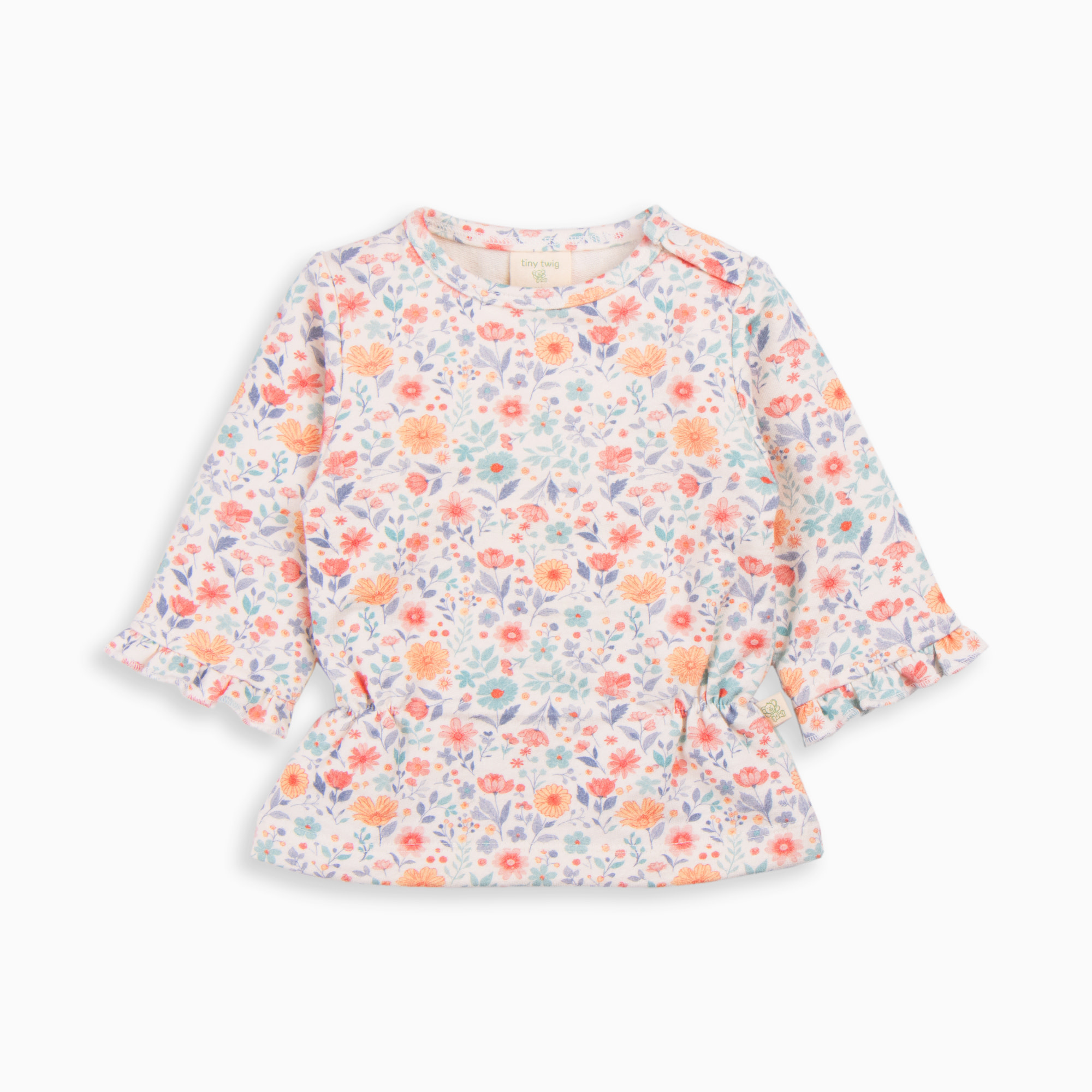 Tiny Twig Tiny Twig Girls Ruffle Tee French Terry Cottage Garden