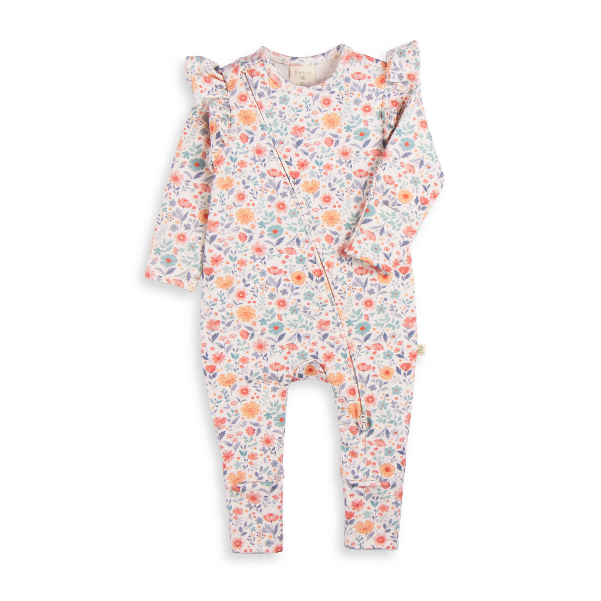 Tiny Twig Tiny Twig Zipsuit Cap L/S French Terry Cottage Garden