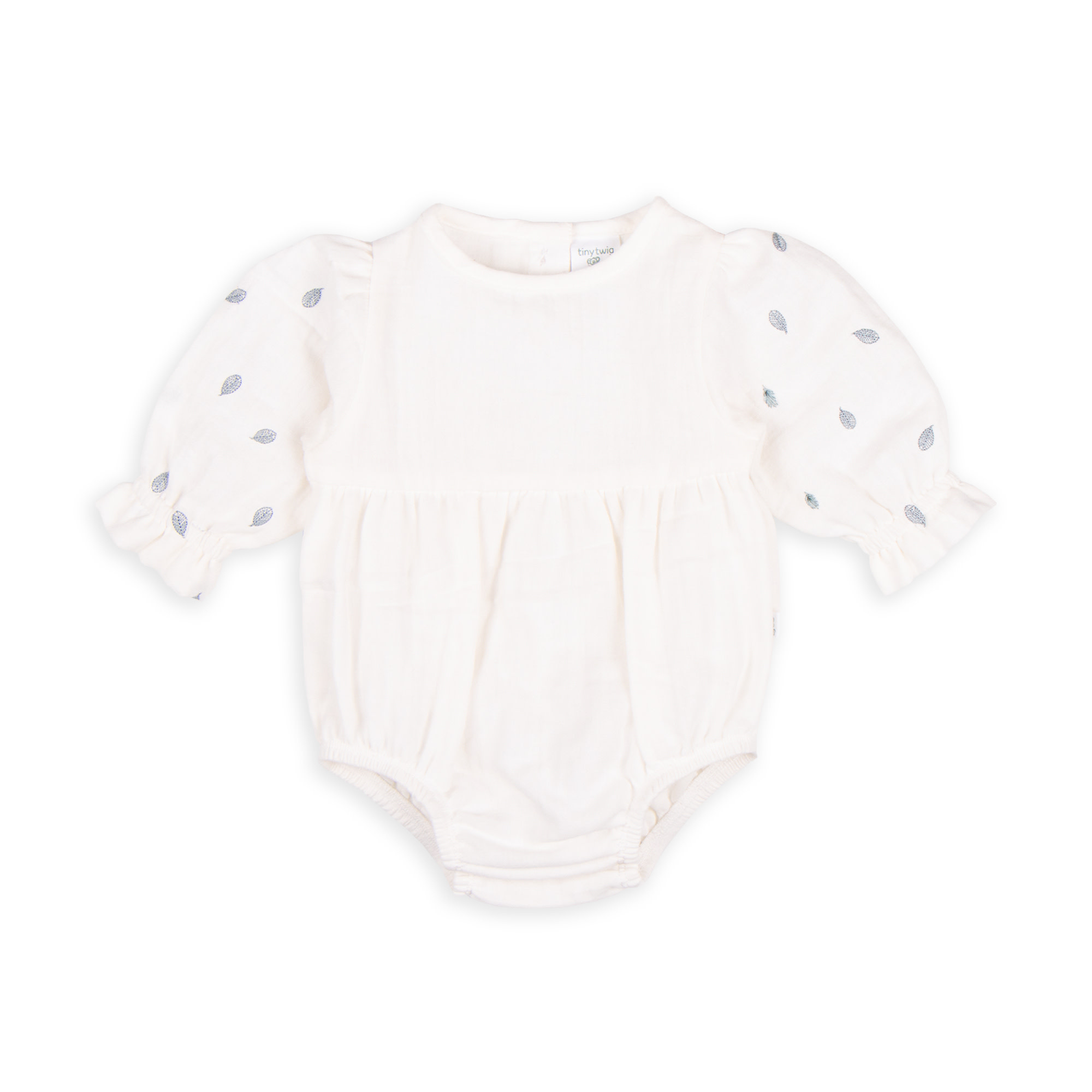 Tiny Twig Tiny Twig Bodysuit Embroidery Crinkle Muslin Snowwhite