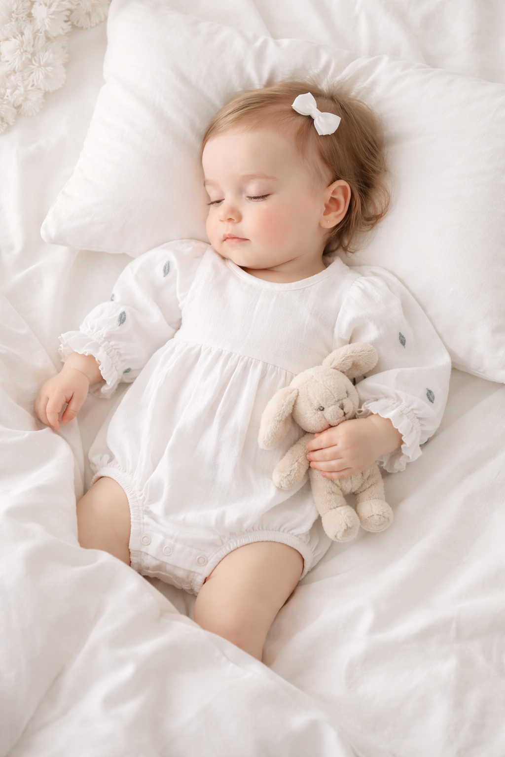 Tiny Twig Tiny Twig Bodysuit Embroidery Crinkle Muslin Snowwhite