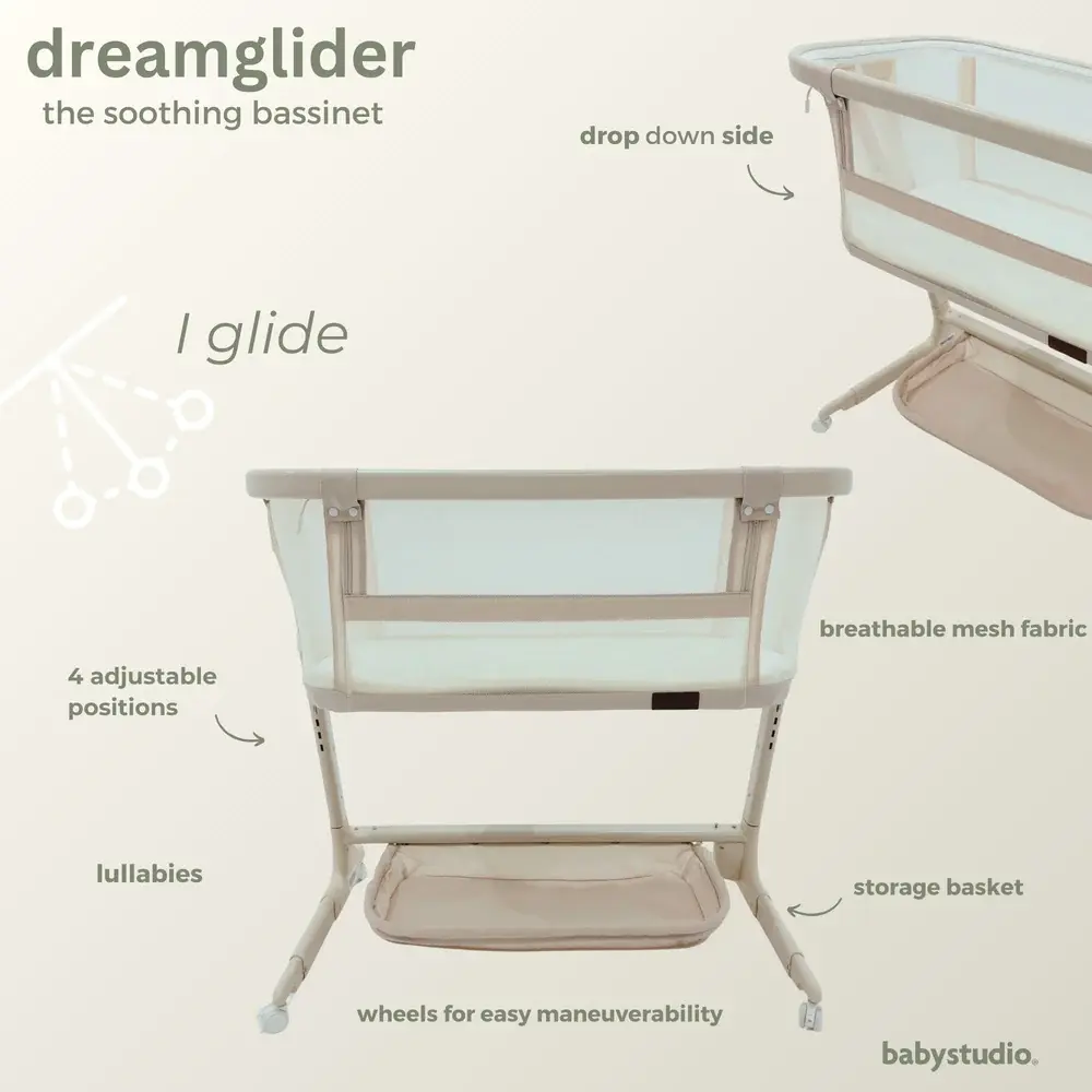 Mamas & Papas Babystudio Dream Glider Bedside Sleeper - Wood Grain