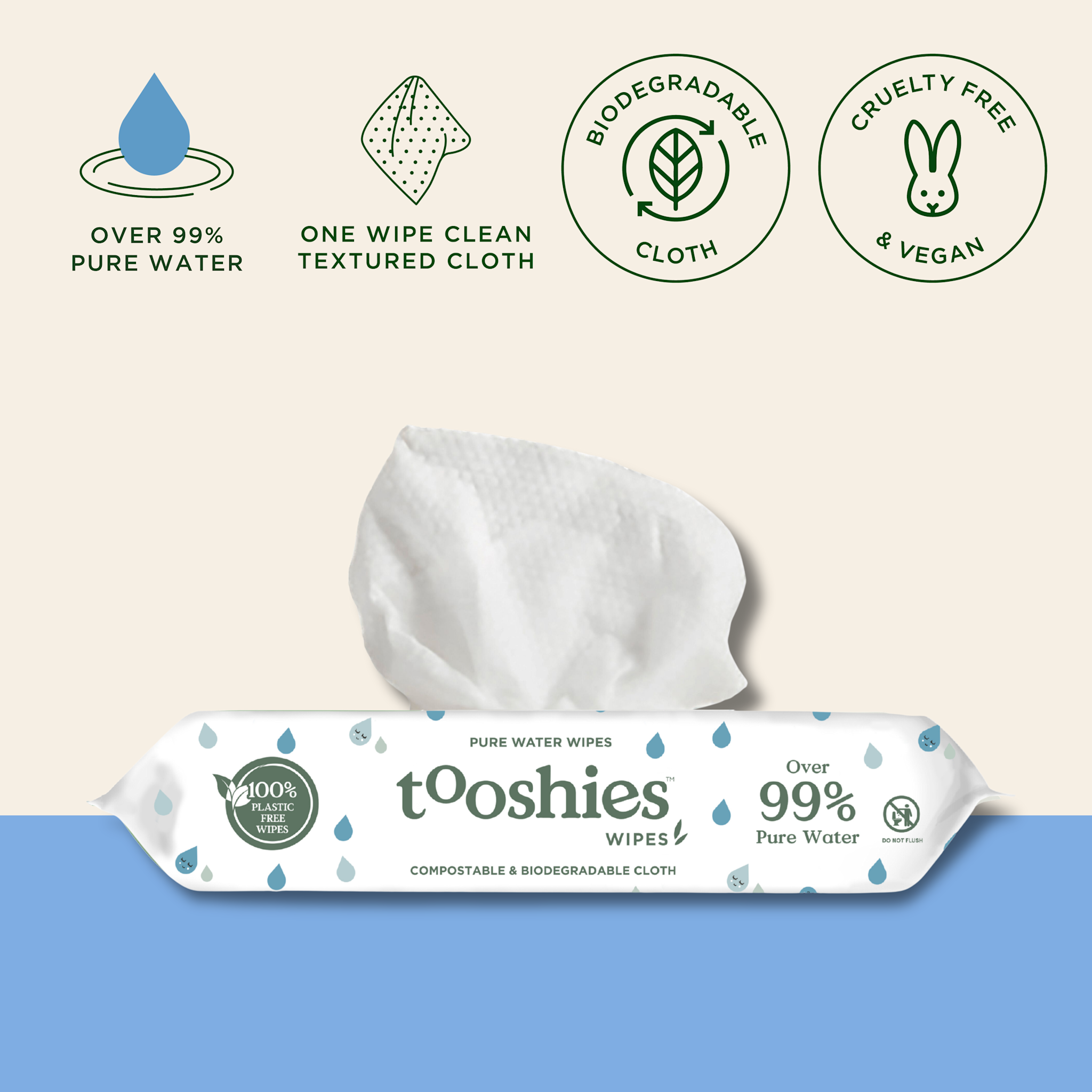 Tooshies Tooshies Pure Water Baby Wipes 280pk