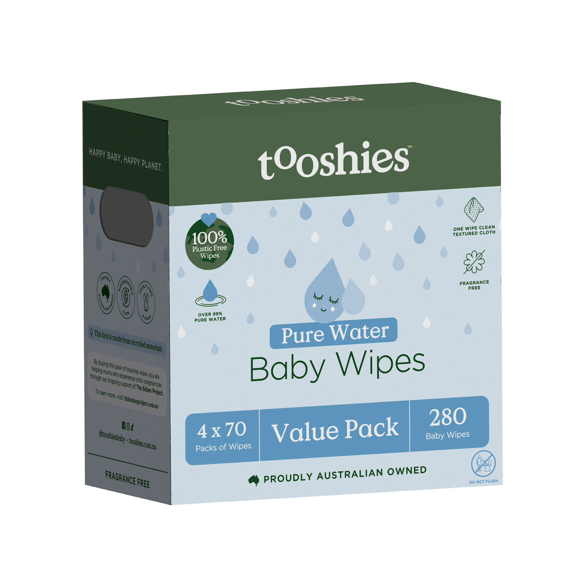 Tooshies Tooshies Pure Water Baby Wipes 280pk