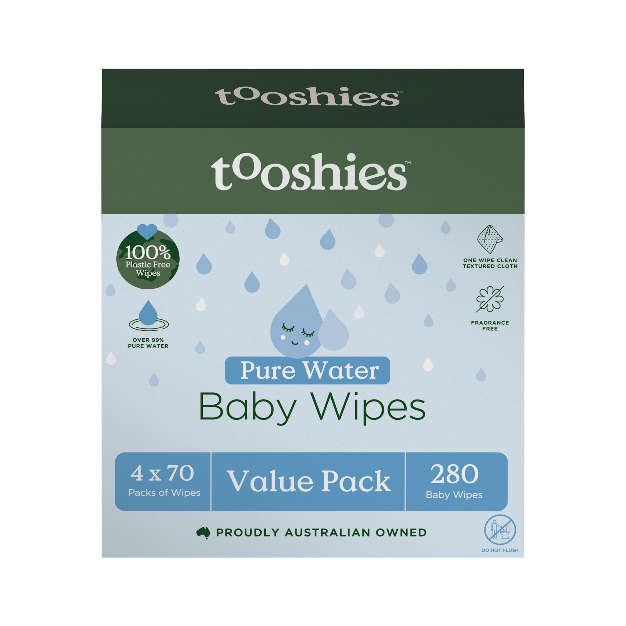 Tooshies Tooshies Pure Water Baby Wipes 280pk