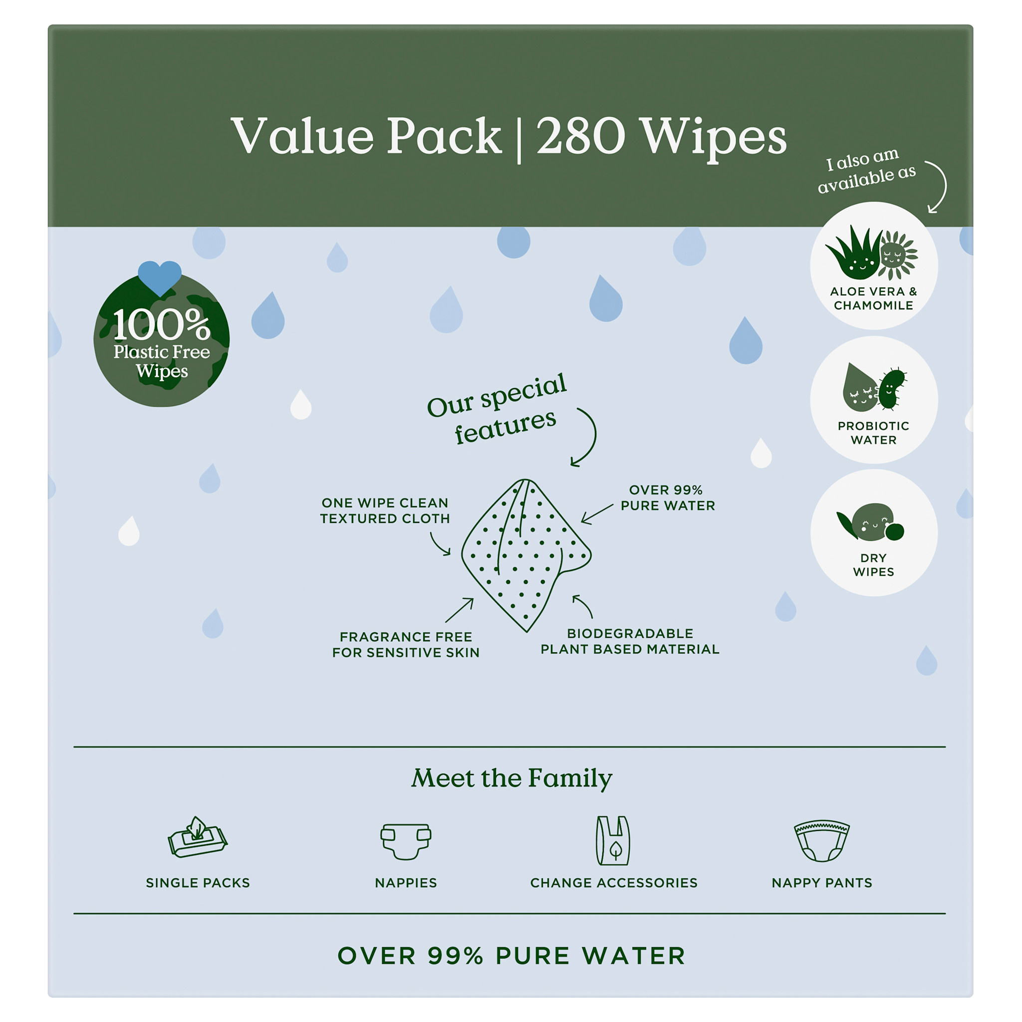 Tooshies Tooshies Pure Water Baby Wipes 280pk