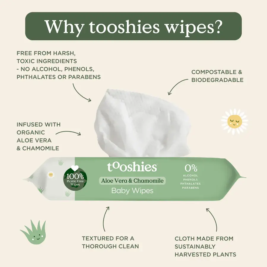 Tooshies Tooshies Pure Baby Wipes Aloe Vera & Chamomile 280pk