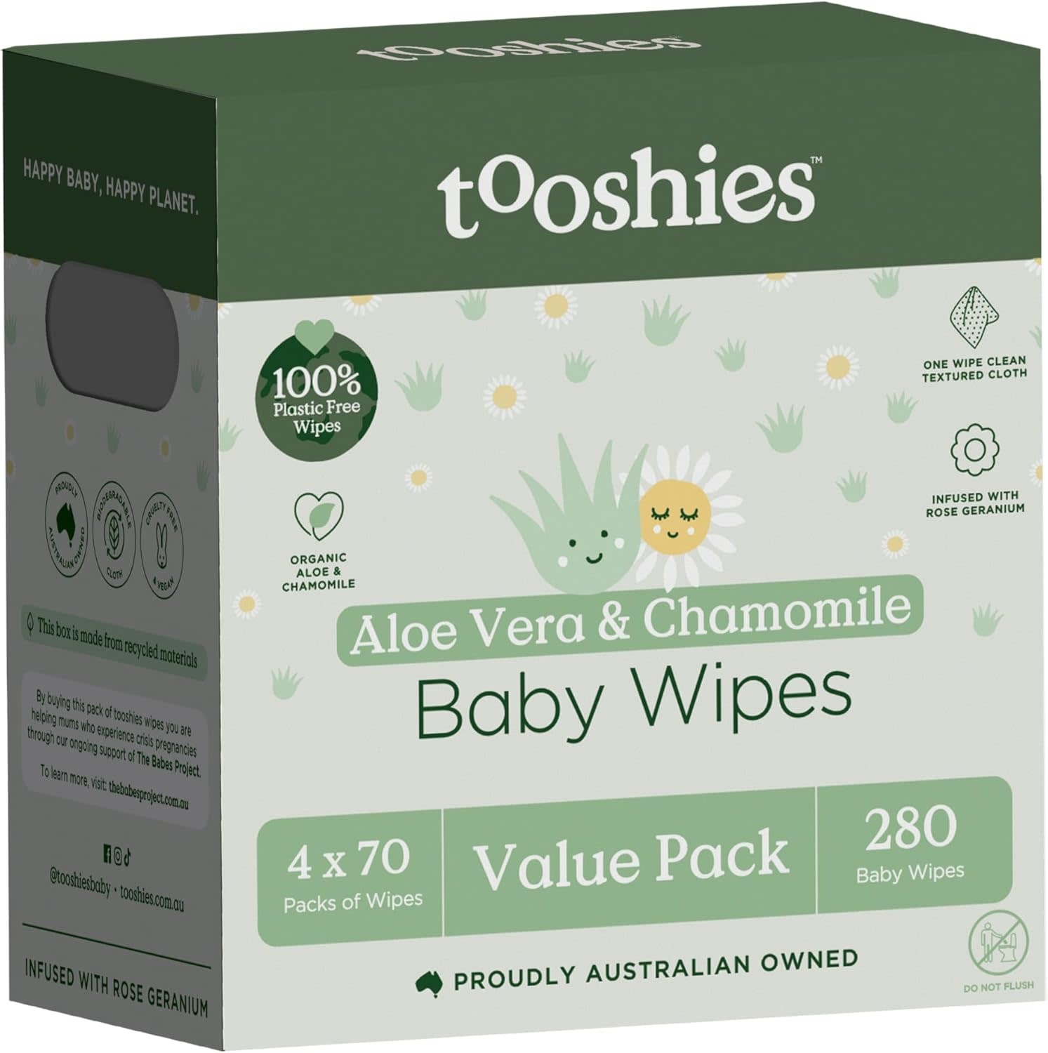 Tooshies Tooshies Pure Baby Wipes Aloe Vera & Chamomile 280pk