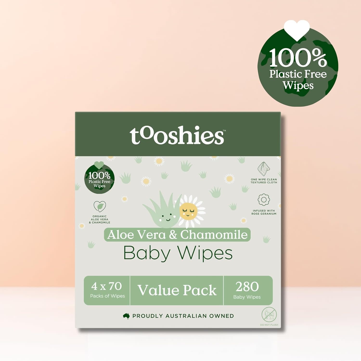 Tooshies Tooshies Pure Baby Wipes Aloe Vera & Chamomile 280pk
