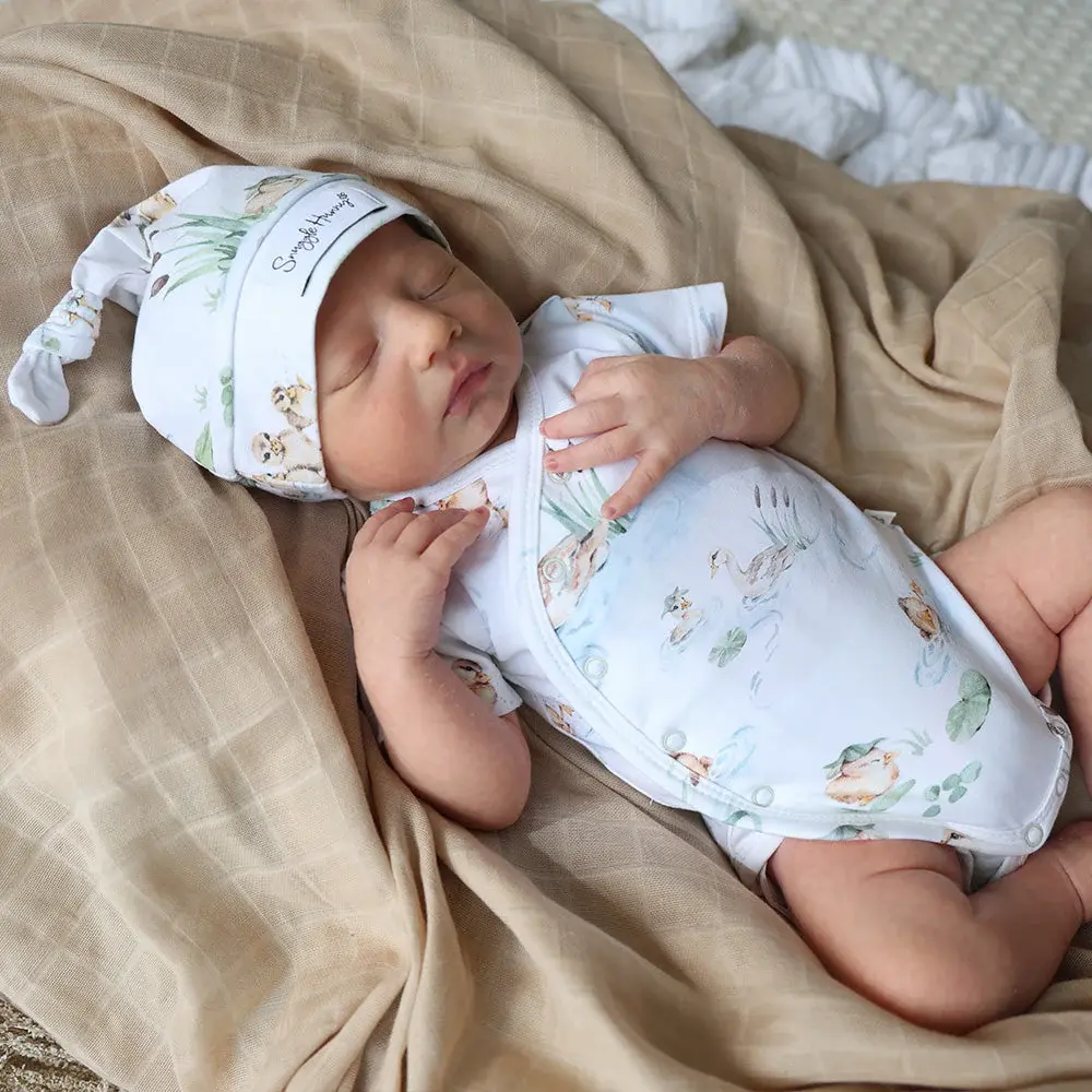 Snuggle Hunny Kids Snuggle Hunny Duck Pond Short Sleeve Organic Kimono Bodysuit