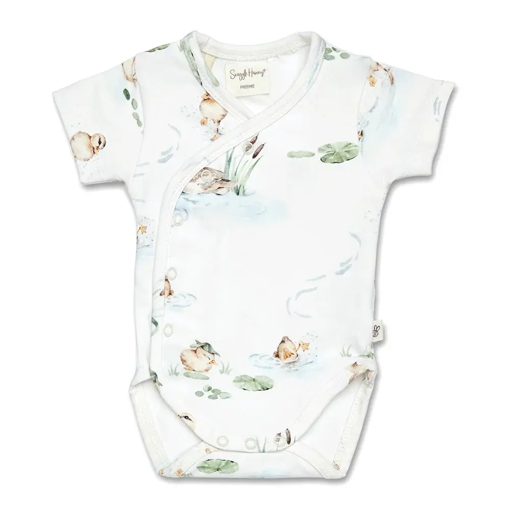 Snuggle Hunny Kids Snuggle Hunny Duck Pond Short Sleeve Organic Kimono Bodysuit