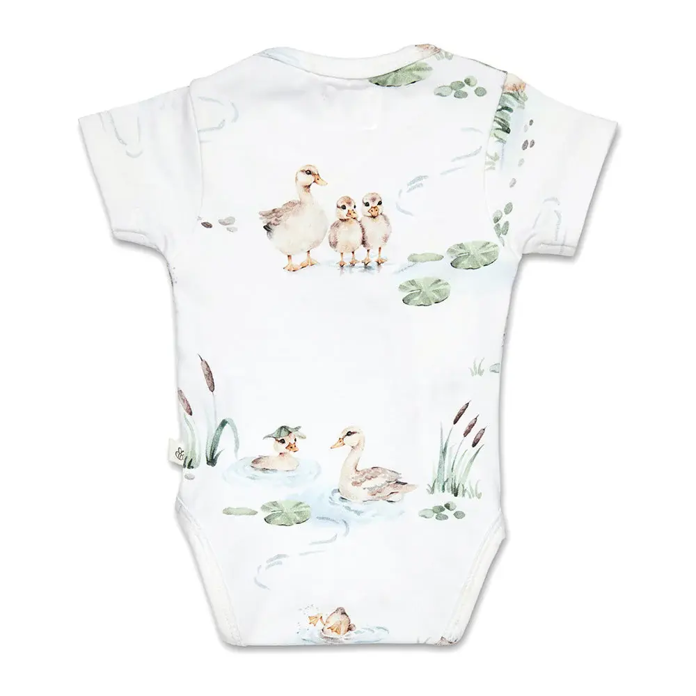 Snuggle Hunny Kids Snuggle Hunny Duck Pond Short Sleeve Organic Kimono Bodysuit