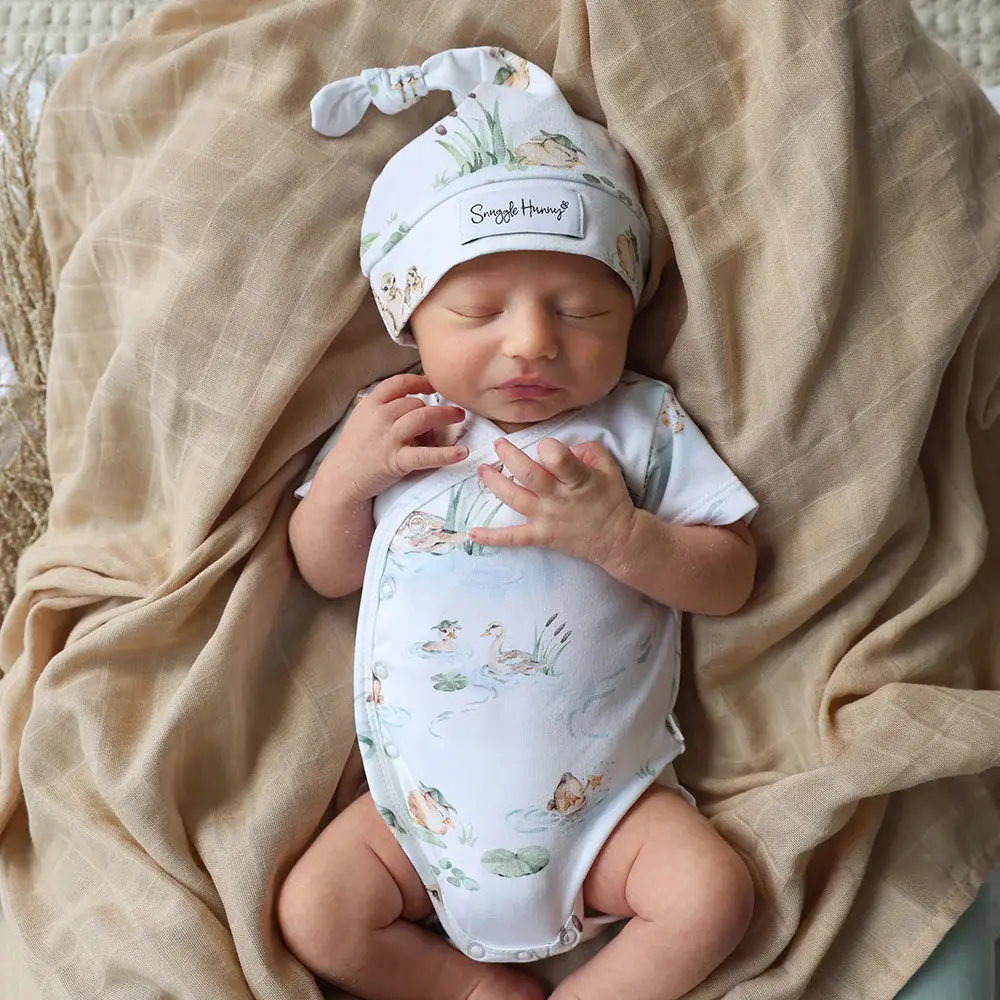 Snuggle Hunny Kids Snuggle Hunny Duck Pond Short Sleeve Organic Kimono Bodysuit