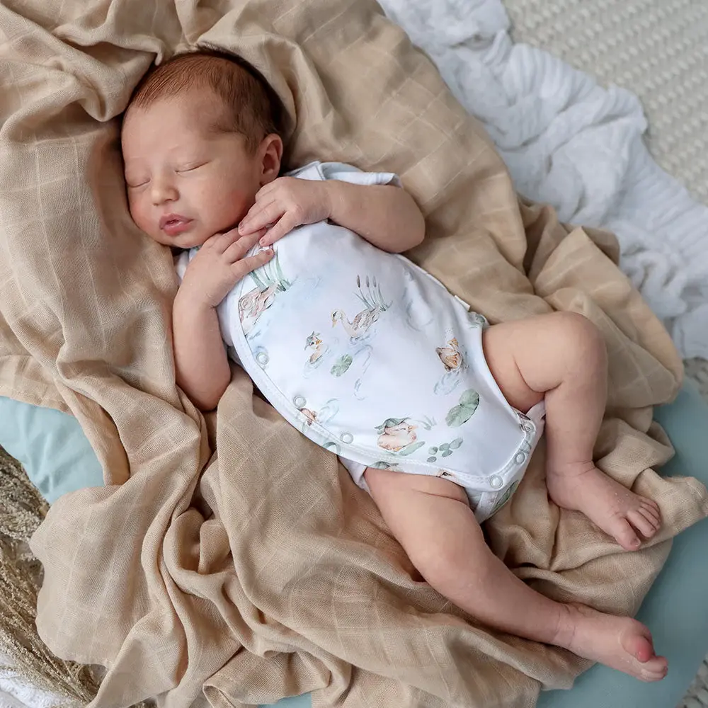 Snuggle Hunny Kids Snuggle Hunny Duck Pond Short Sleeve Organic Kimono Bodysuit