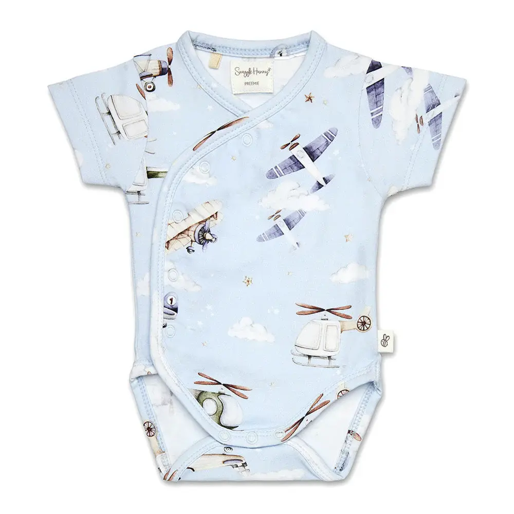 Snuggle Hunny Kids Snuggle Hunny Taking Flight Short Sleeve Organic Kimono Bodysuit