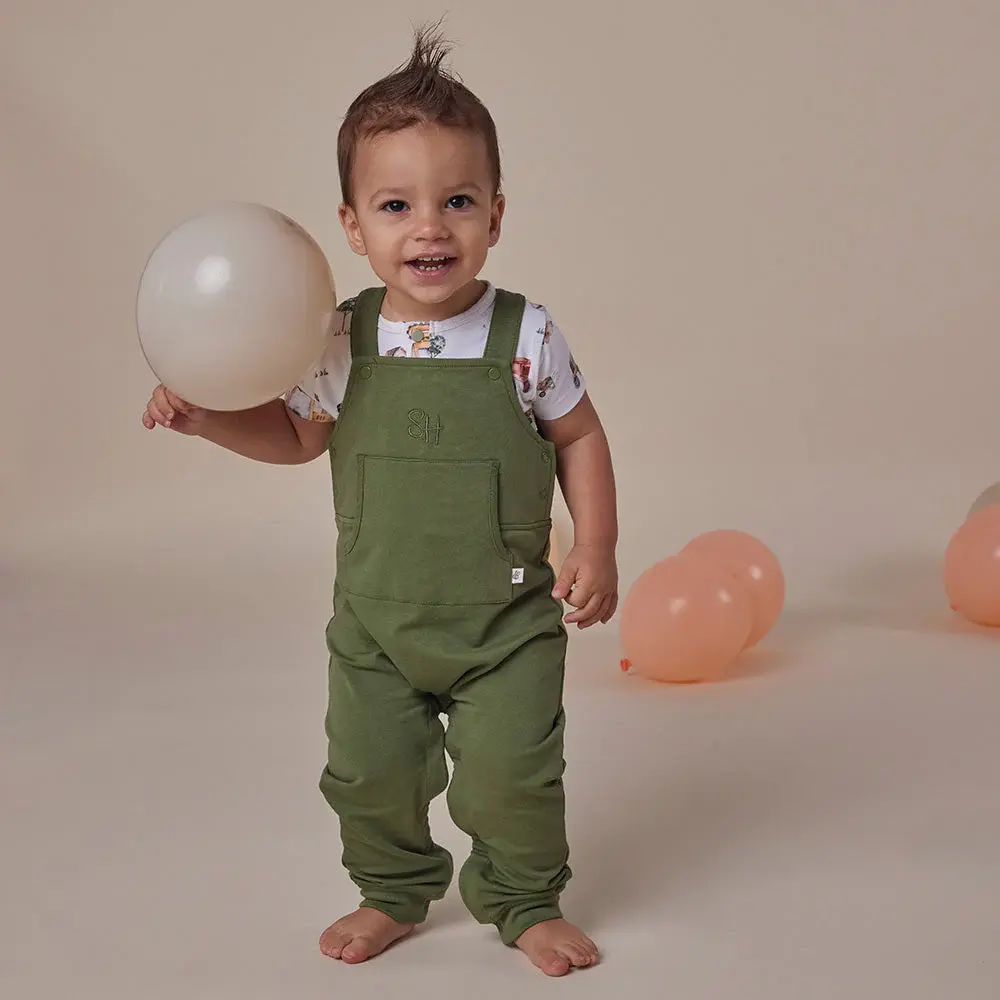 Snuggle Hunny Kids Snuggle Hunny Olive Organic Joey Overalls - Size 1