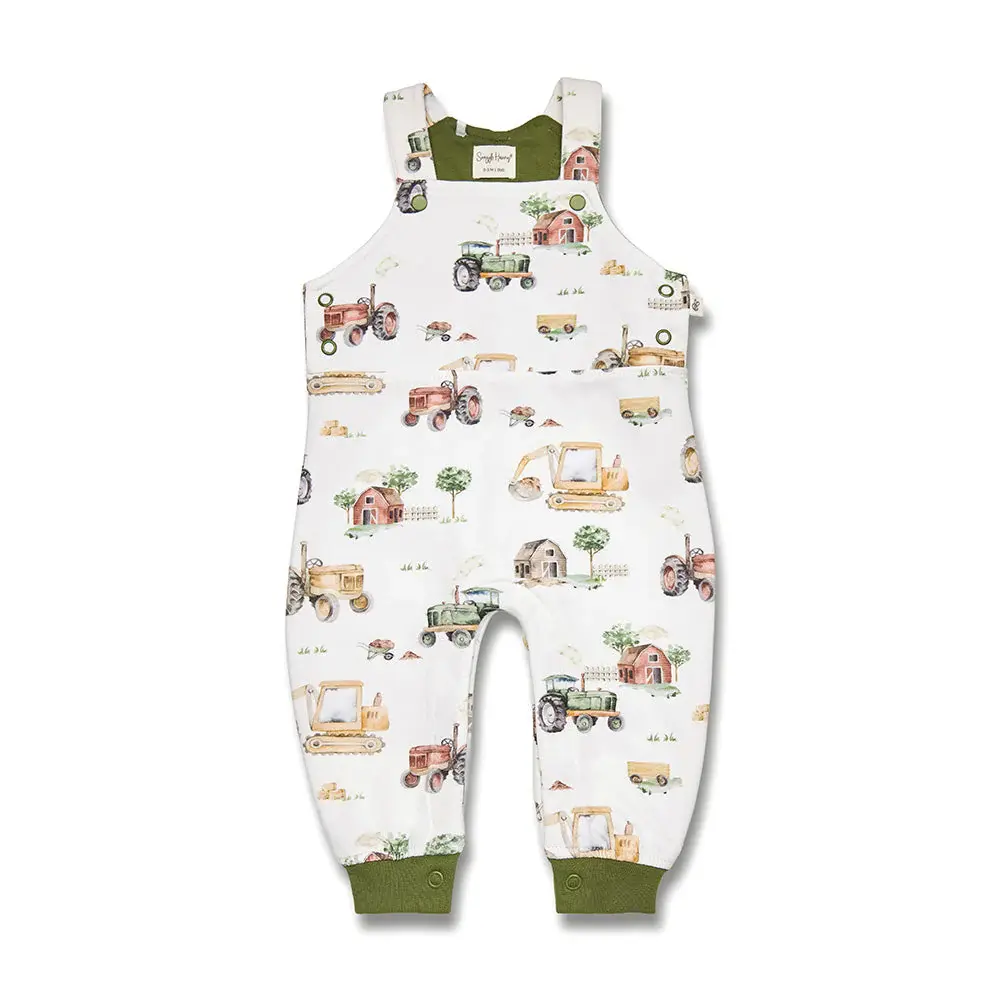 Snuggle Hunny Kids Snuggle Hunny Diggers & Tractors Organic Snuggle Overalls - Size 1