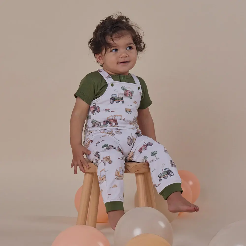 Snuggle Hunny Kids Snuggle Hunny Diggers & Tractors Organic Snuggle Overalls - Size 1