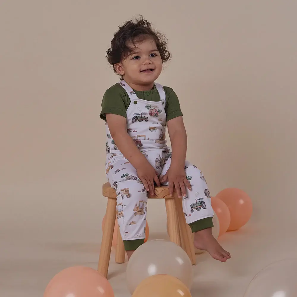 Snuggle Hunny Kids Snuggle Hunny Diggers & Tractors Organic Snuggle Overalls - Size 1