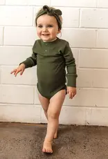 Snuggle Hunny Kids Snuggle Hunny Olive Long Sleeve Organic Bodysuit - Size 1