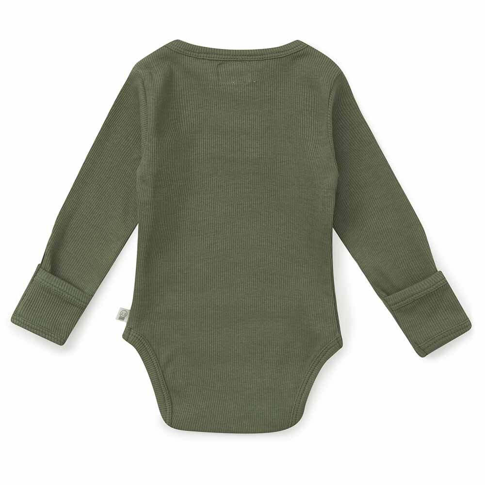 Snuggle Hunny Kids Snuggle Hunny Olive Long Sleeve Organic Bodysuit - Size 1