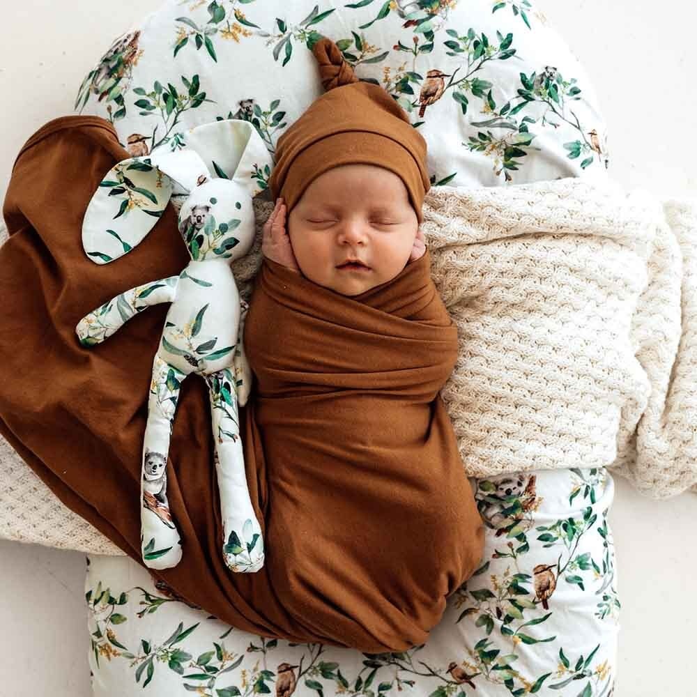 Snuggle Hunny Kids Snuggle Hunny Bronze Baby Jersey Wrap & Beanie Set