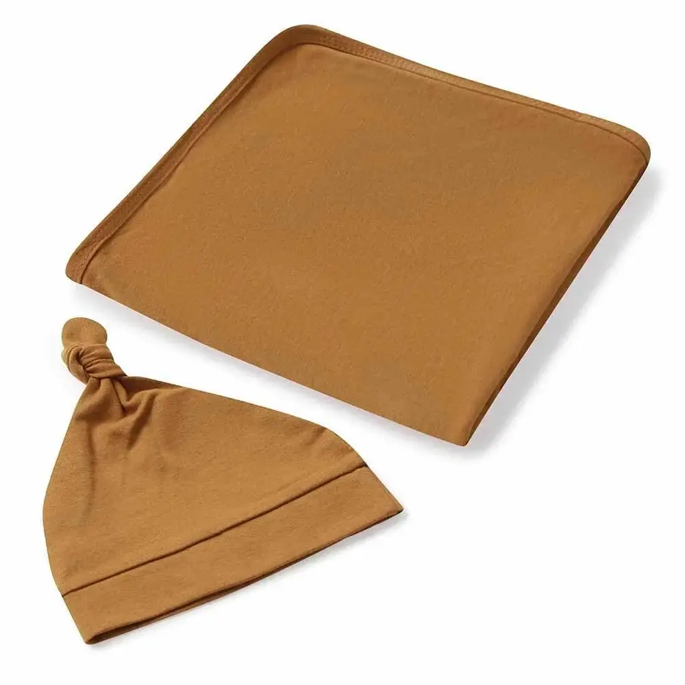 Snuggle Hunny Kids Snuggle Hunny Bronze Baby Jersey Wrap & Beanie Set