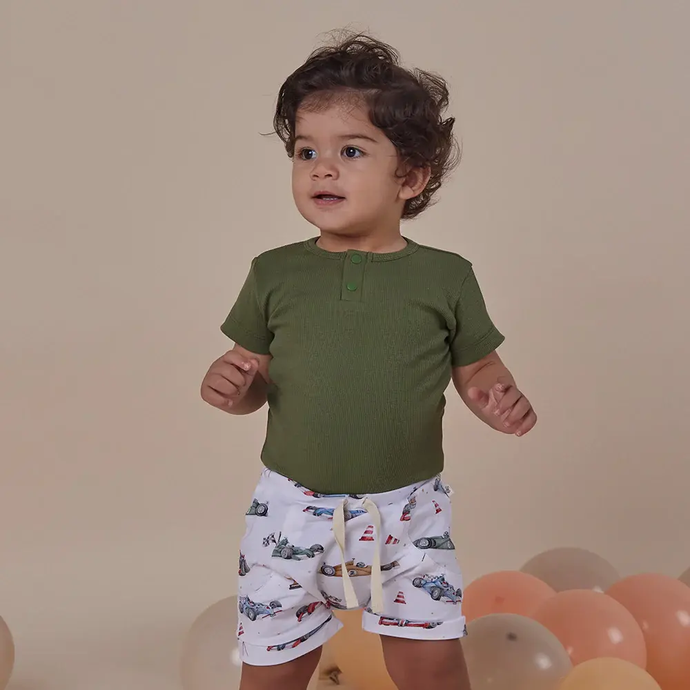 Snuggle Hunny Kids Snuggle Hunny Olive Short Sleeve Organic Bodysuit - Size 1