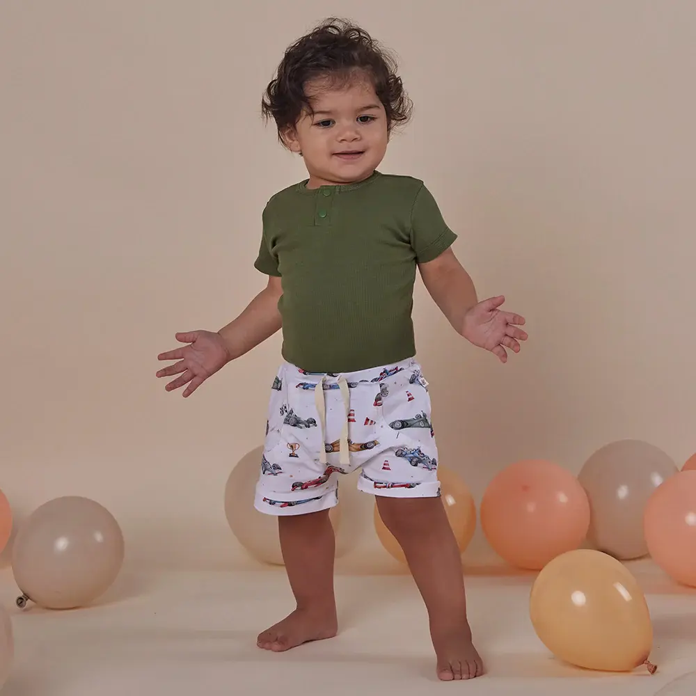 Snuggle Hunny Kids Snuggle Hunny Olive Short Sleeve Organic Bodysuit - Size 1