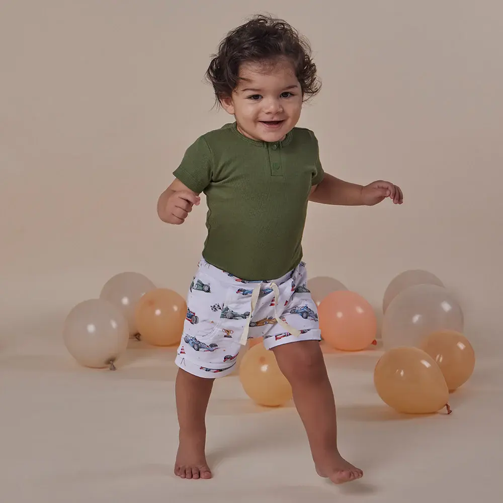 Snuggle Hunny Kids Snuggle Hunny Olive Short Sleeve Organic Bodysuit - Size 1