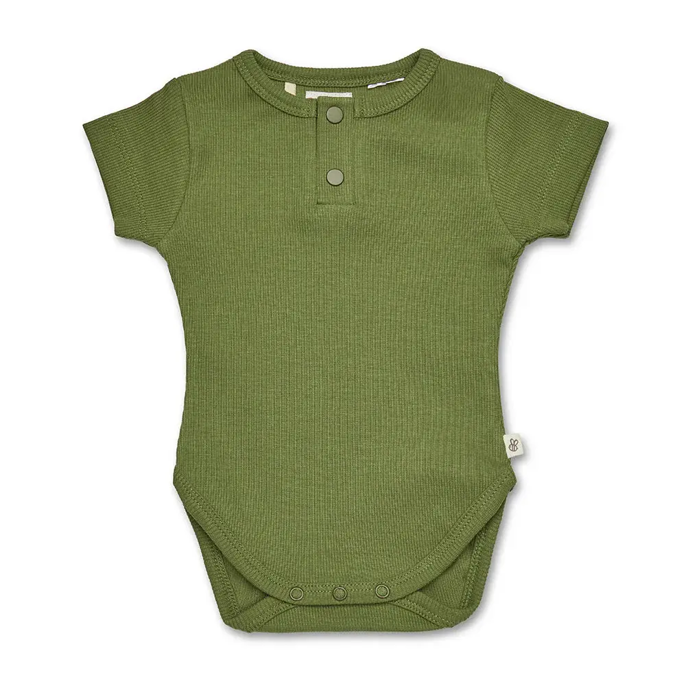 Snuggle Hunny Kids Snuggle Hunny Olive Short Sleeve Organic Bodysuit - Size 1