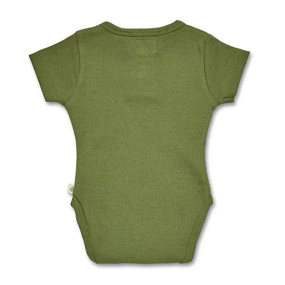 Snuggle Hunny Kids Snuggle Hunny Olive Short Sleeve Organic Bodysuit - Size 1
