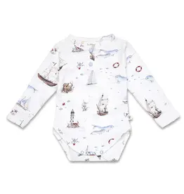 Snuggle Hunny Kids Snuggle Hunny Set Sail Long Sleeve Organic Bodysuit - 6-12 Months (0)