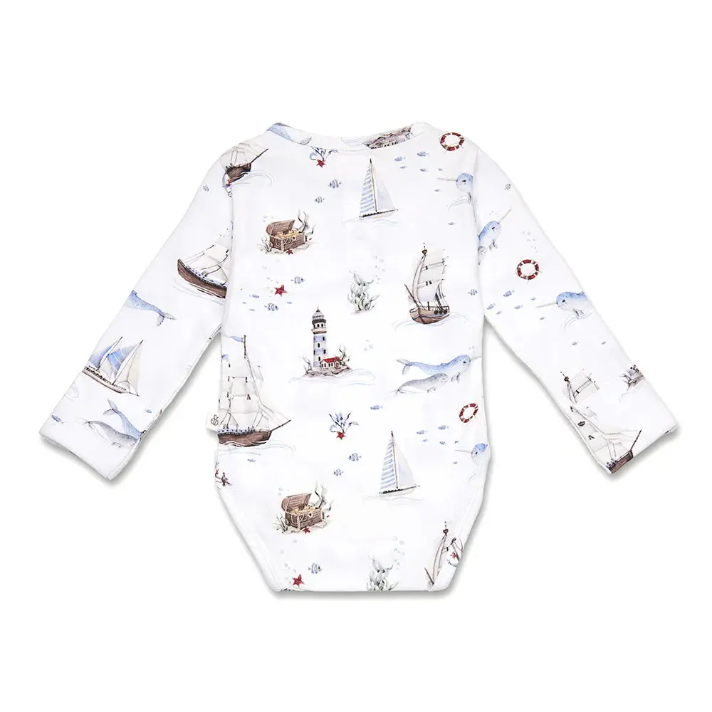 Snuggle Hunny Kids Snuggle Hunny Set Sail Long Sleeve Organic Bodysuit - 6-12 Months (0)