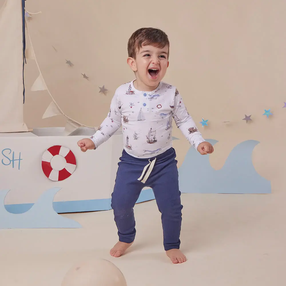 Snuggle Hunny Kids Snuggle Hunny Set Sail Long Sleeve Organic Bodysuit - 6-12 Months (0)